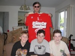 Little did Chris know a huge Red Wings shirt was behind him! ;)