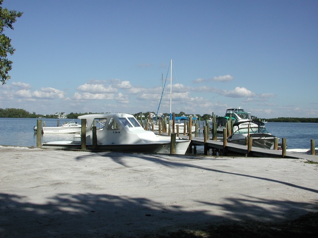 The boat docks...