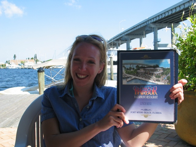 Tammy shows the "Snug Harbour Restaurant" Lunch Menu.