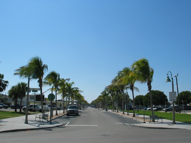 A view down Old San Carlos Blvd toward downtown.