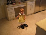 As you can see, Paige-E loves wearing shoes - she's wearing daddy's flip-flops in this photo!