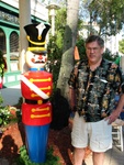 Grampy stands by the Nutcracker at McCabe's Irish Grill.