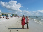 Tara & Meg pose for a shot on the beach as we walk toward the Lani Kai.