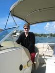 Captain Tara drives the boat to Snug Harbor...