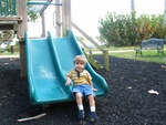 Here I am after sliding down the slide...