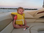 Paige-E got up and sat there all by herself...  She wanted to assure we didn't go anywhere, so she took the boat key, too.