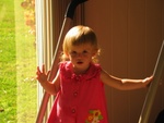 In this photo, she was saying "BUH BYEEEE!" and waving.