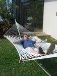 After our boat ride, it's time for some R&R on the hammock...