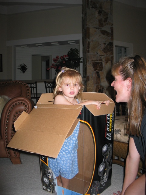 Paige enjoyed the box for dad's new remote controlled 4x4 (Thanks Nan & Steve!)