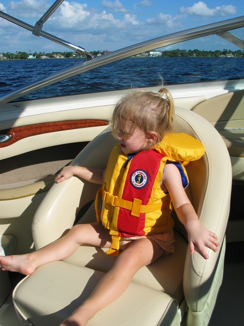 Paige explains how sit and relax while the boat is in motion.