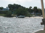 You have be extremely careful where you park your boat during high-tide around here.  This guy parked his boat, and left it for a couple of hours, and whola!  The water was gone!  (Tide had gone down 2.5 feet).  He'll have to wait until high tide again (later tonight).