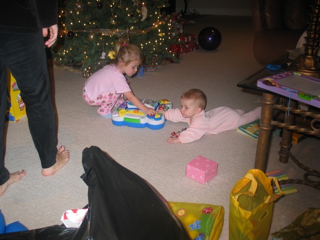 Yeah, the Leap Frog learning pad (for Josie, but of course, Paige is helping her with it! ;)