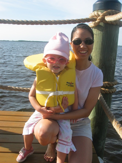 While dad prepares the boat, Amy and Paige hang out (thanks for keeping Paige safe, Amy!)