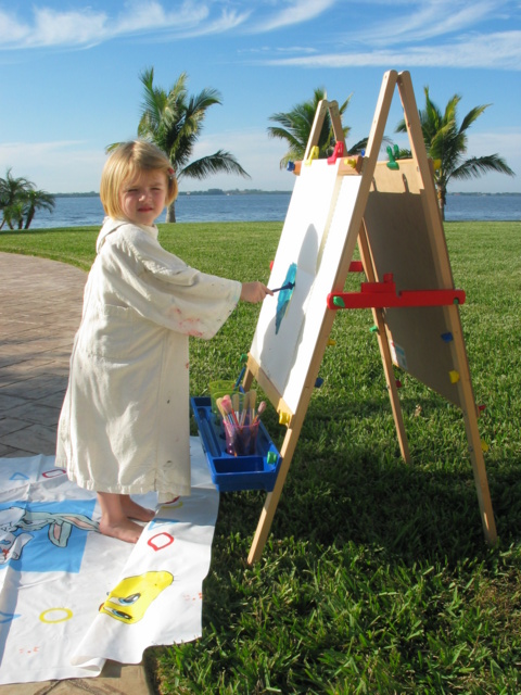 And the artist gets to work, painting a beautiful blue, which looks similar to...