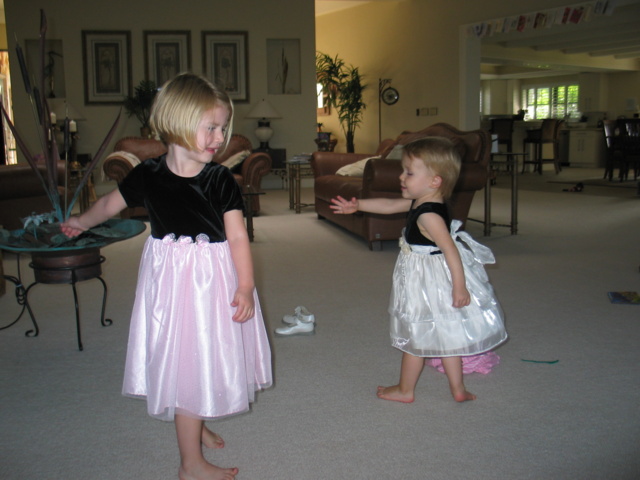 Yeah, we're in our Christmas Dresses!  Let's dance!