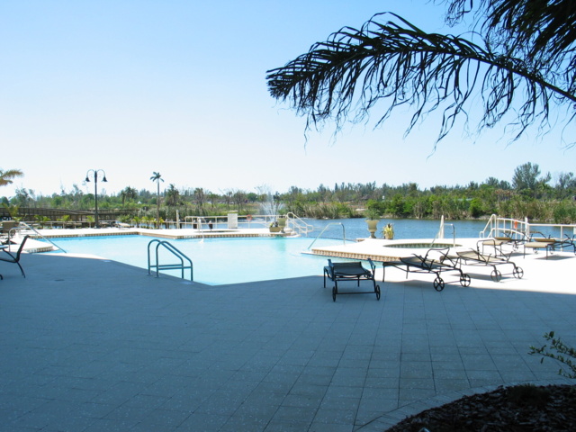 On our way to the park, we walk through the pool and hot tubs area...