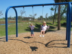 We made it!  We went on the swings for a while (daddy pushed us), and then played on the playground!