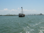 As we went out to the beach, we passed this pirate ship (with built in squirt gun cannons!)