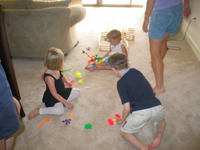 Tara and the girls came over one night and we went swimming and played with Samuel's toys, too!