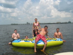 Adam, Taylor, Laura, Kate, Mike, and Nick pose on the Blaster!