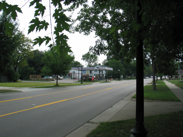 A trip down memory lane.  Here's the view from the front of the Stone House -- back in 1995 and early 1996 when ISMI was just started, we'd walk over to the gas station to get drinks & snacks. ;)