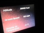 ...exact altitude, speed & outside temperature at 39,000 ft!     I wasn't able to photograph it, but I saw Fort Myers, Cape Coral, Pine Island, etc., at 37,000 feet at night, it was amazing!