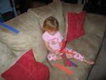 After bathtime tonight, Great Papa & Grandma Marty came over to help us create a Christmas Chain for the Christmas Tree!  Here's Josie giving the links to Great Papa, Grandma & Paige...