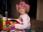 Paige opened up another gift, a VW Bug funny car!  (She loves the Bug!)