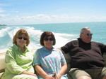 Wow, check out how clear and blue the water is.  Everyone is enjoyin' the ride.