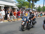 This policeman was whipping up and down the street trying to keep people back - it didn't work. 