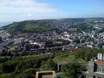 After going through a LOT of spiral staircases -- we were finally on the top.  In the distance is the train station we started walking from...