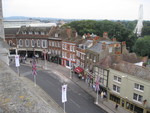 A view down into the shopping area outside the Castle in Windsor.