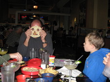 Time to hide behind a tortilla (while simultaneously teaching Samuel the ancient tortilla into a mask secret!)