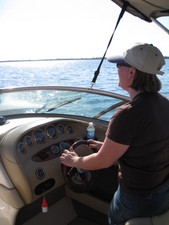 On our return trip, Amy got to drive the boat!