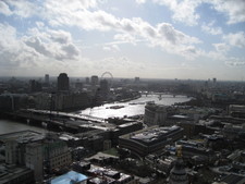 ...outside!  A view from St. Pauls toward the London Eye!