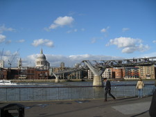 A view of St. Pauls, the Millenium Bridge and the Thames from the Tate.