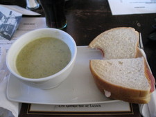 We had Vegetable Soup (cream-based) and a Ham & Cheese sandwich.  One thing I've noticed about the pubs in England is that their bread is always top notch.  Freshly baked, perfect moisture ratio, and soooo good.  