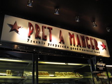 One of our favorite places in England is Pret A Manger, it's like fast food with a healthy, environmentally friendly twist.  Good stuff!