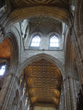 It's been said on a clear day you can see from the top of Peterborough Cathedral all the way to Ely Cathedral (30-40 miles away).  Molly used to work by the Cathedral, and got to do it once!