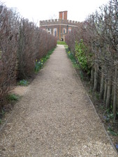 A garden house off in the distance.