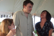 Katelyn, Adam, and Kimmy chilling out during the reception.