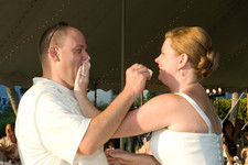 Little did I know, I'd have cake frosting up my nose most of the night!

I didn't want to over do it, so I waited to see how dirty Melanie was going to play. :)