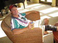 Dale enjoys a cool one while relaxin' the ol' knee!