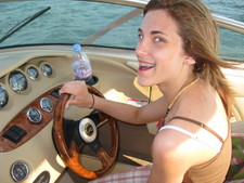 After our Dolphin show and getting wild in the gulf, we boated back.  Jaclyn drove part of the way! ;)