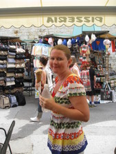 Melanie enjoys gelato in Pisa, Italy.