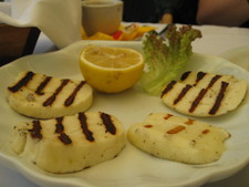 Grilled fish?  Grilled chicken?  Nope, it's grilled Halloumi Cheese. :)