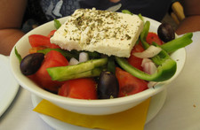 A greek salad, notice no lettuce/romaine!  Delicious!  (Downtown Athens)