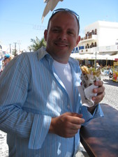 Yes, I'm eating an authentic Gyro in Santorini Greece.  Only 2 euros! ;)