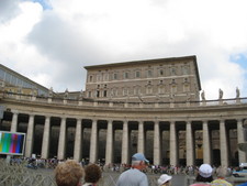 On the top floor of the building directly ahead is where the Pope lives, and will appear to welcome the guests every so often.