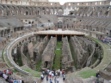 Here's a good view of the 'underground' area.  Back in the day, this was covered with wood, and was where the animals were kept.  

Believe it or not, the Romans used their ship sails to create a umbrella over the entire place!  